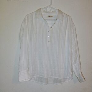 Faherty Beautiful White Women's Long Sleeve Shirt With Detail Pattern